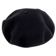 LAUHLERE BLACK BERET 55cm 6 7/8 S 100% Wool Unisex Made In France FRENCH BLK  eb-65342073